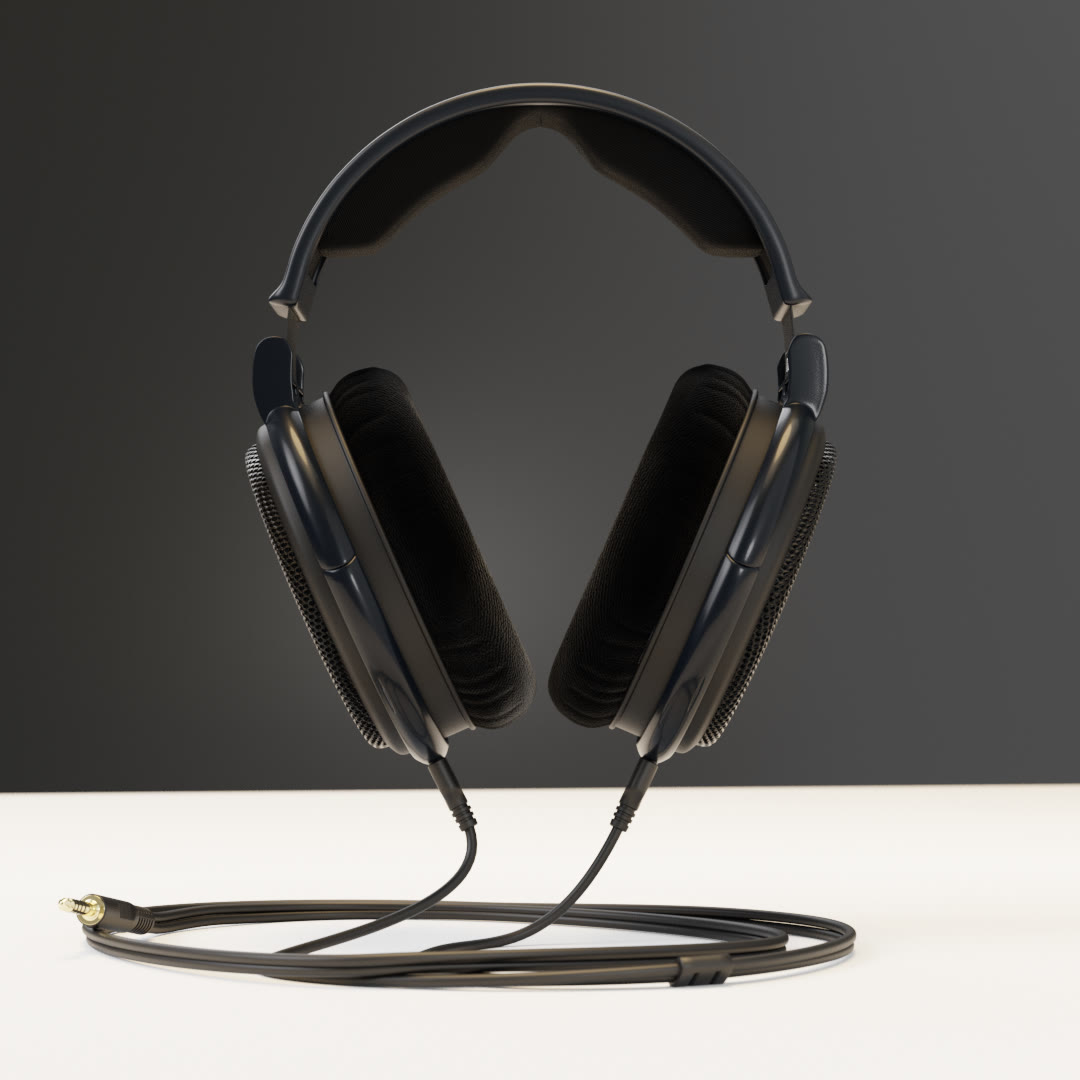 Product render of HD 6XX headphones, front view showing the earpads and headband
